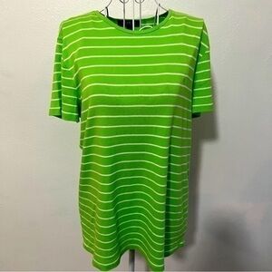 Ralph Lauren green/white striped t-shirt, 100% cotton. Sz L. Preowned. EUC.